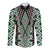 Green Aotearoa Tukutuku and Poutama Motif Long Sleeve Button Shirt