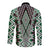 Green Aotearoa Tukutuku and Poutama Motif Long Sleeve Button Shirt