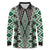 Green Aotearoa Tukutuku and Poutama Motif Long Sleeve Polo Shirt