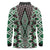 Green Aotearoa Tukutuku and Poutama Motif Long Sleeve Polo Shirt