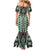 Green Aotearoa Tukutuku and Poutama Motif Mermaid Dress