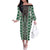 Green Aotearoa Tukutuku and Poutama Motif Off The Shoulder Long Sleeve Dress