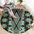 Green Aotearoa Tukutuku and Poutama Motif Round Carpet