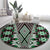 Green Aotearoa Tukutuku and Poutama Motif Round Carpet