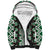 Green Aotearoa Tukutuku and Poutama Motif Sherpa Hoodie