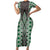 Green Aotearoa Tukutuku and Poutama Motif Short Sleeve Bodycon Dress