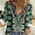 Green Aotearoa Tukutuku and Poutama Motif Women Casual Shirt