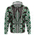 Green Aotearoa Tukutuku and Poutama Motif Zip Hoodie