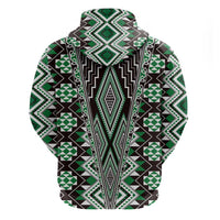 Green Aotearoa Tukutuku and Poutama Motif Zip Hoodie LT03 - Polynesian Pride