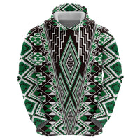 Green Aotearoa Tukutuku and Poutama Motif Zip Hoodie LT03 - Polynesian Pride