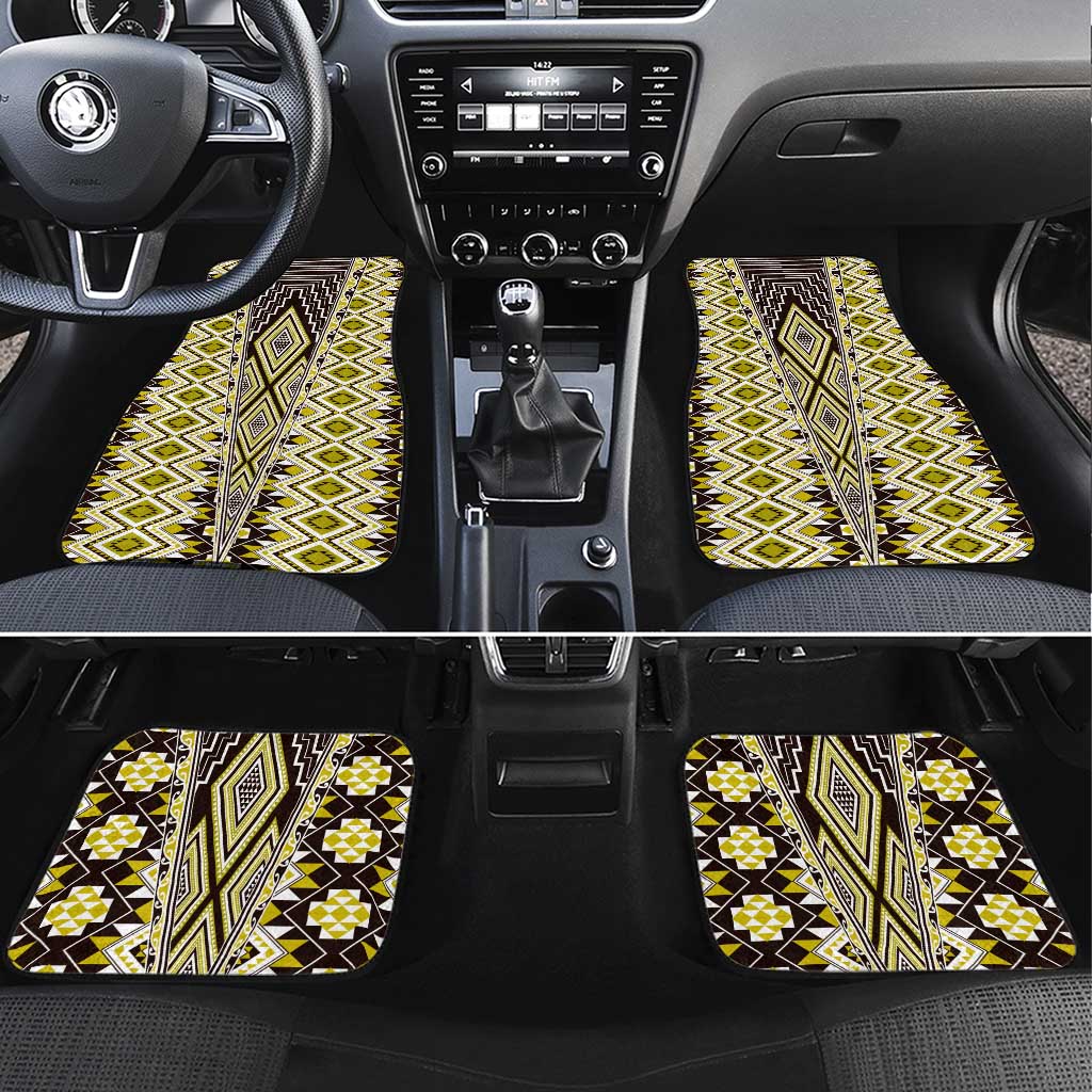 Yellow Aotearoa Tukutuku and Poutama Motif Car Mats