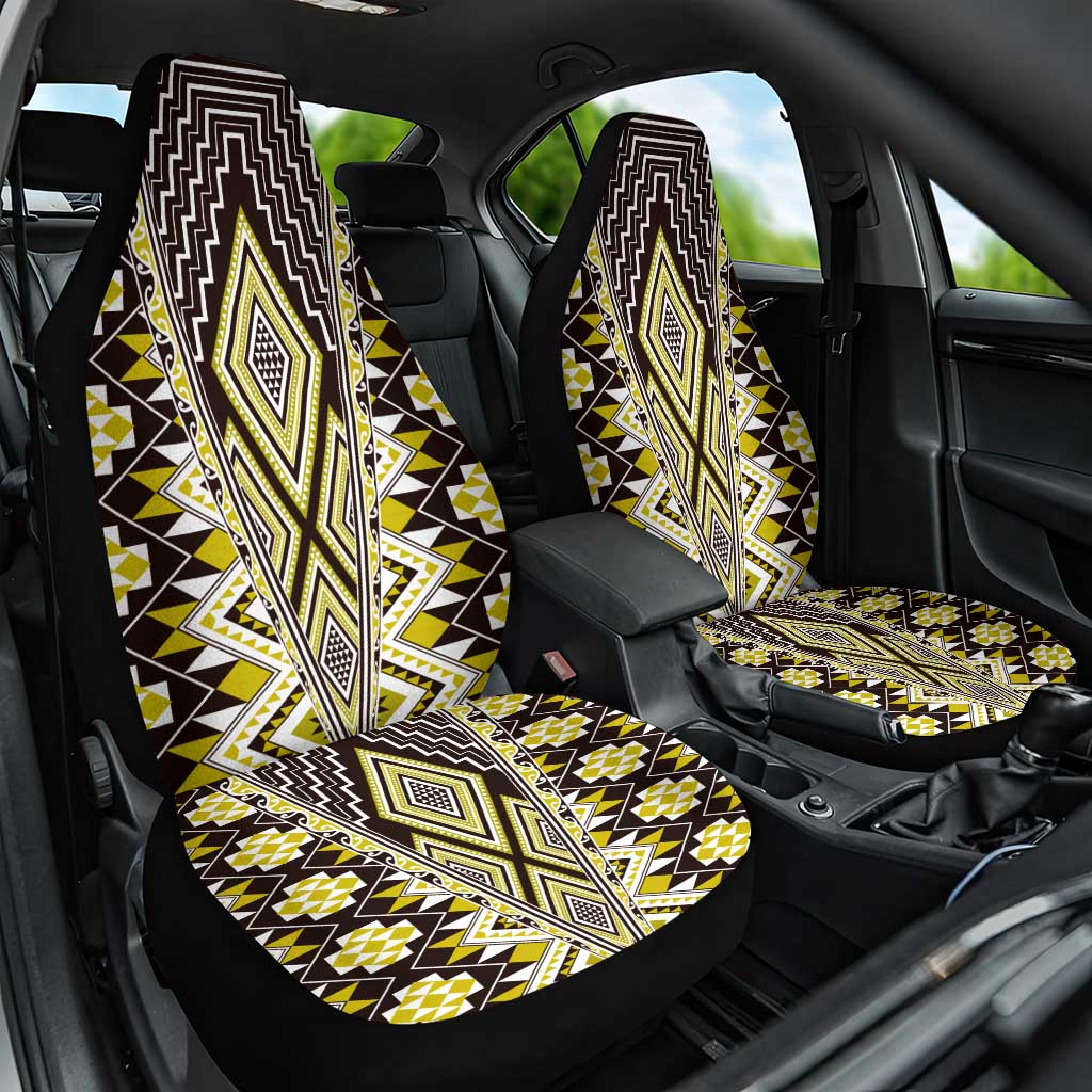 Yellow Aotearoa Tukutuku and Poutama Motif Car Seat Cover