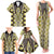 Yellow Aotearoa Tukutuku and Poutama Motif Family Matching Tank Maxi Dress and Hawaiian Shirt