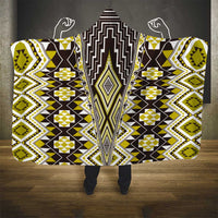Yellow Aotearoa Tukutuku and Poutama Motif Hooded Blanket