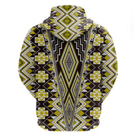 Yellow Aotearoa Tukutuku and Poutama Motif Hoodie