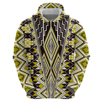 Yellow Aotearoa Tukutuku and Poutama Motif Hoodie