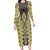 Yellow Aotearoa Tukutuku and Poutama Motif Long Sleeve Bodycon Dress