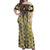 Yellow Aotearoa Tukutuku and Poutama Motif Off Shoulder Maxi Dress