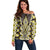 Yellow Aotearoa Tukutuku and Poutama Motif Off Shoulder Sweater