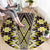 Yellow Aotearoa Tukutuku and Poutama Motif Round Carpet