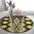 Yellow Aotearoa Tukutuku and Poutama Motif Round Carpet