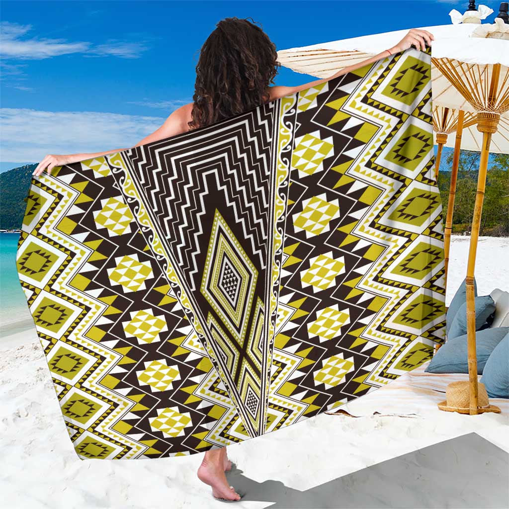 Yellow Aotearoa Tukutuku and Poutama Motif Sarong