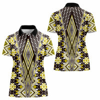 Yellow Aotearoa Tukutuku and Poutama Motif Women Polo Shirt