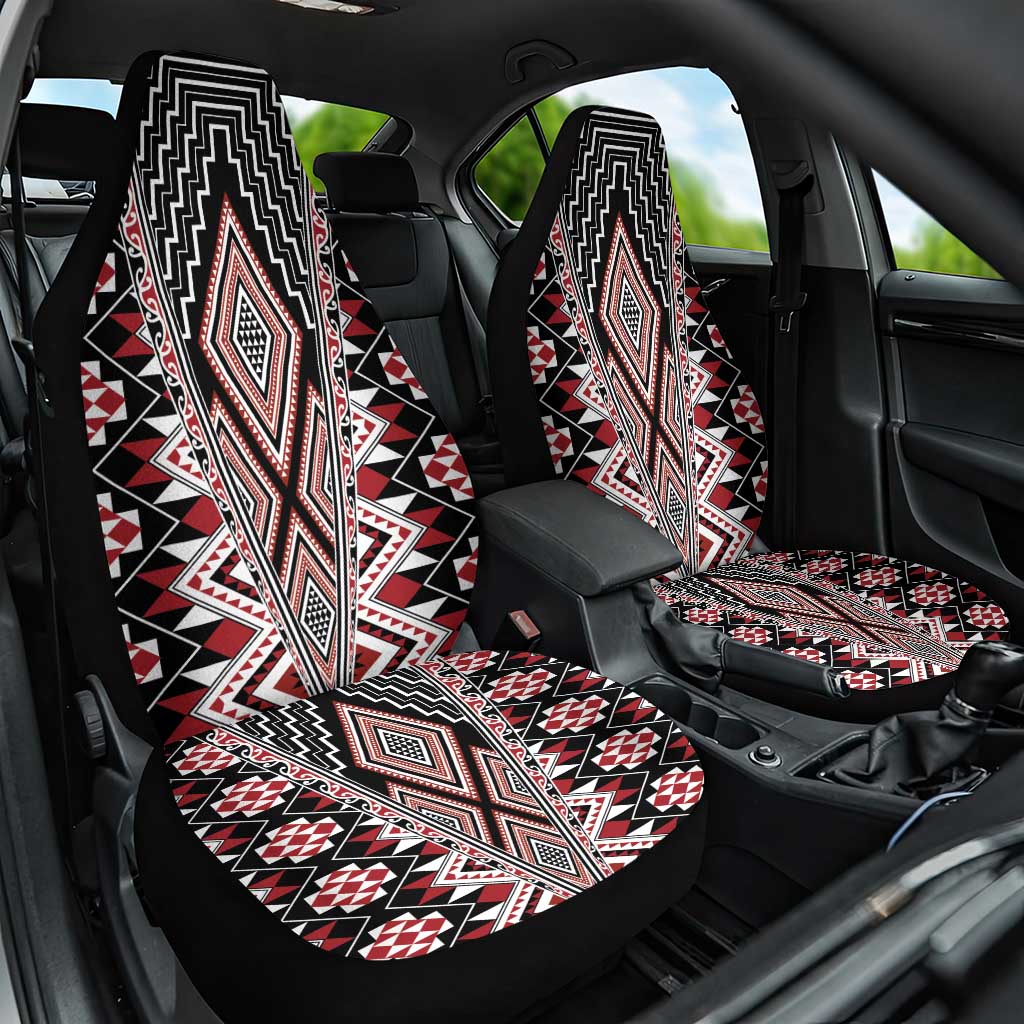 Red Aotearoa Tukutuku and Poutama Motif Car Seat Cover LT03 One Size Red - Polynesian Pride