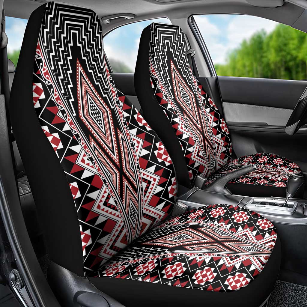 Red Aotearoa Tukutuku and Poutama Motif Car Seat Cover LT03 - Polynesian Pride