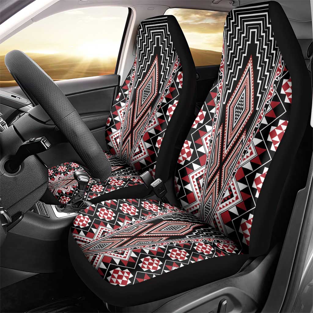 Red Aotearoa Tukutuku and Poutama Motif Car Seat Cover LT03 - Polynesian Pride