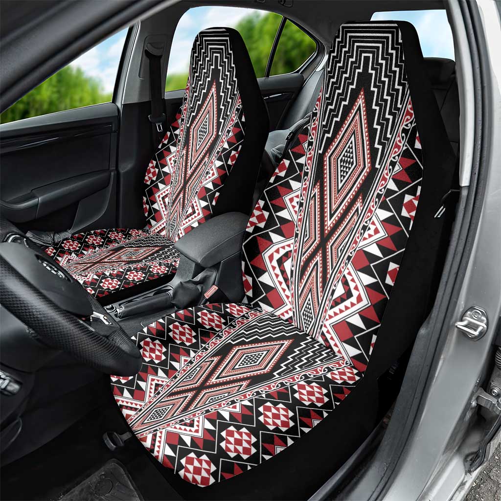 Red Aotearoa Tukutuku and Poutama Motif Car Seat Cover LT03 - Polynesian Pride