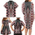 Red Aotearoa Tukutuku and Poutama Motif Family Matching Long Sleeve Bodycon Dress and Hawaiian Shirt