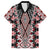 Red Aotearoa Tukutuku and Poutama Motif Family Matching Long Sleeve Bodycon Dress and Hawaiian Shirt