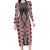 Red Aotearoa Tukutuku and Poutama Motif Family Matching Long Sleeve Bodycon Dress and Hawaiian Shirt