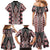 Red Aotearoa Tukutuku and Poutama Motif Family Matching Mermaid Dress and Hawaiian Shirt