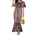 Red Aotearoa Tukutuku and Poutama Motif Family Matching Mermaid Dress and Hawaiian Shirt