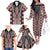 Red Aotearoa Tukutuku and Poutama Motif Family Matching Off The Shoulder Long Sleeve Dress and Hawaiian Shirt