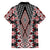 Red Aotearoa Tukutuku and Poutama Motif Family Matching Off The Shoulder Long Sleeve Dress and Hawaiian Shirt