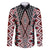 Red Aotearoa Tukutuku and Poutama Motif Family Matching Off The Shoulder Long Sleeve Dress and Hawaiian Shirt