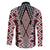 Red Aotearoa Tukutuku and Poutama Motif Family Matching Off The Shoulder Long Sleeve Dress and Hawaiian Shirt