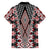 Red Aotearoa Tukutuku and Poutama Motif Family Matching Off Shoulder Maxi Dress and Hawaiian Shirt