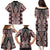 Red Aotearoa Tukutuku and Poutama Motif Family Matching Puletasi and Hawaiian Shirt