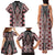 Red Aotearoa Tukutuku and Poutama Motif Family Matching Tank Maxi Dress and Hawaiian Shirt