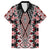 Red Aotearoa Tukutuku and Poutama Motif Family Matching Tank Maxi Dress and Hawaiian Shirt