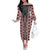 Red Aotearoa Tukutuku and Poutama Motif Off The Shoulder Long Sleeve Dress