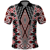 Red Aotearoa Tukutuku and Poutama Motif Polo Shirt