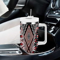 Red Aotearoa Tukutuku and Poutama Motif Tumbler With Handle
