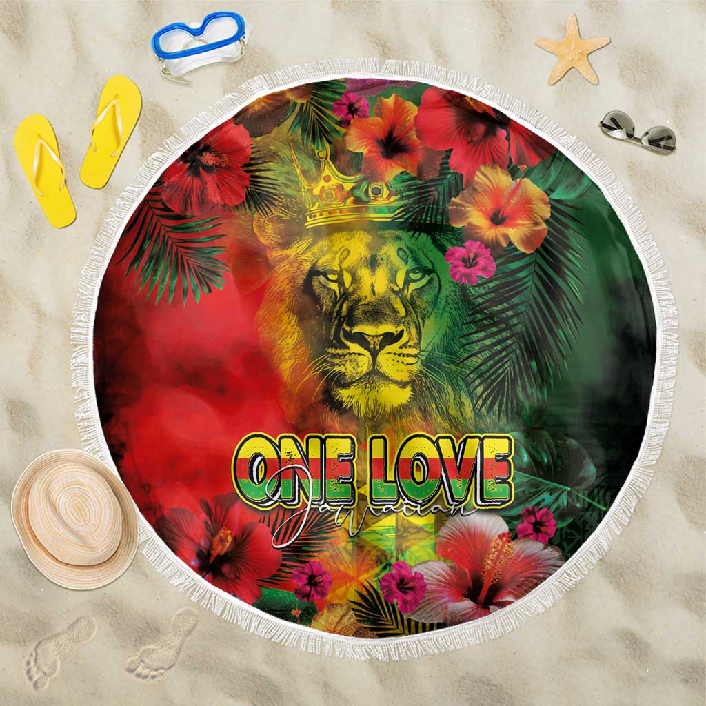 Hawaiian Reggae Beach Blanket Tropical Plants and Tribal Kakau Tattoo-One Love Jawaiian