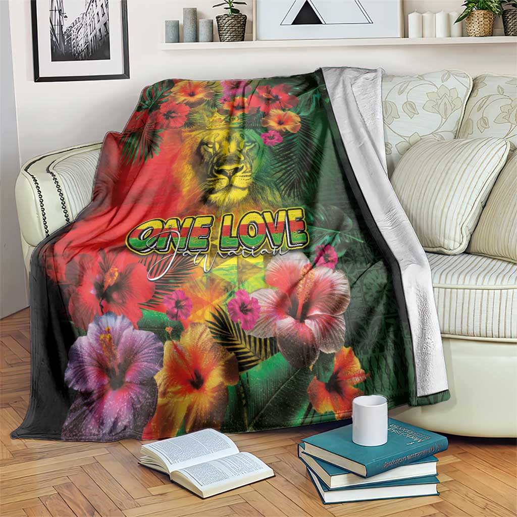 Hawaiian Reggae Blanket Tropical Plants and Tribal Kakau Tattoo-One Love Jawaiian