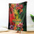 Hawaiian Reggae Blanket Tropical Plants and Tribal Kakau Tattoo-One Love Jawaiian